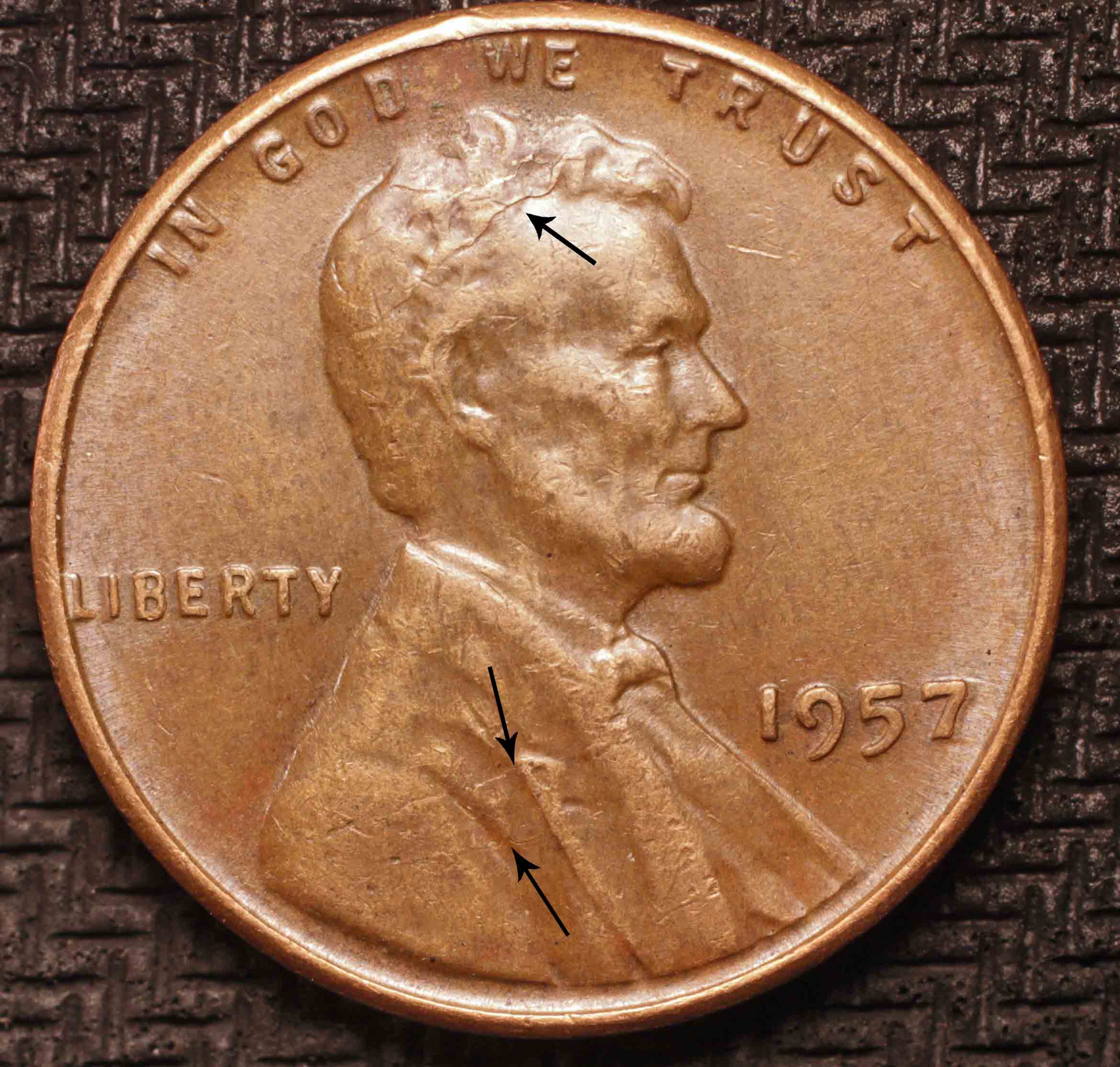 1957-Lincoln-Cent-Die-Cracks-Obverse-And-Possible-DDR